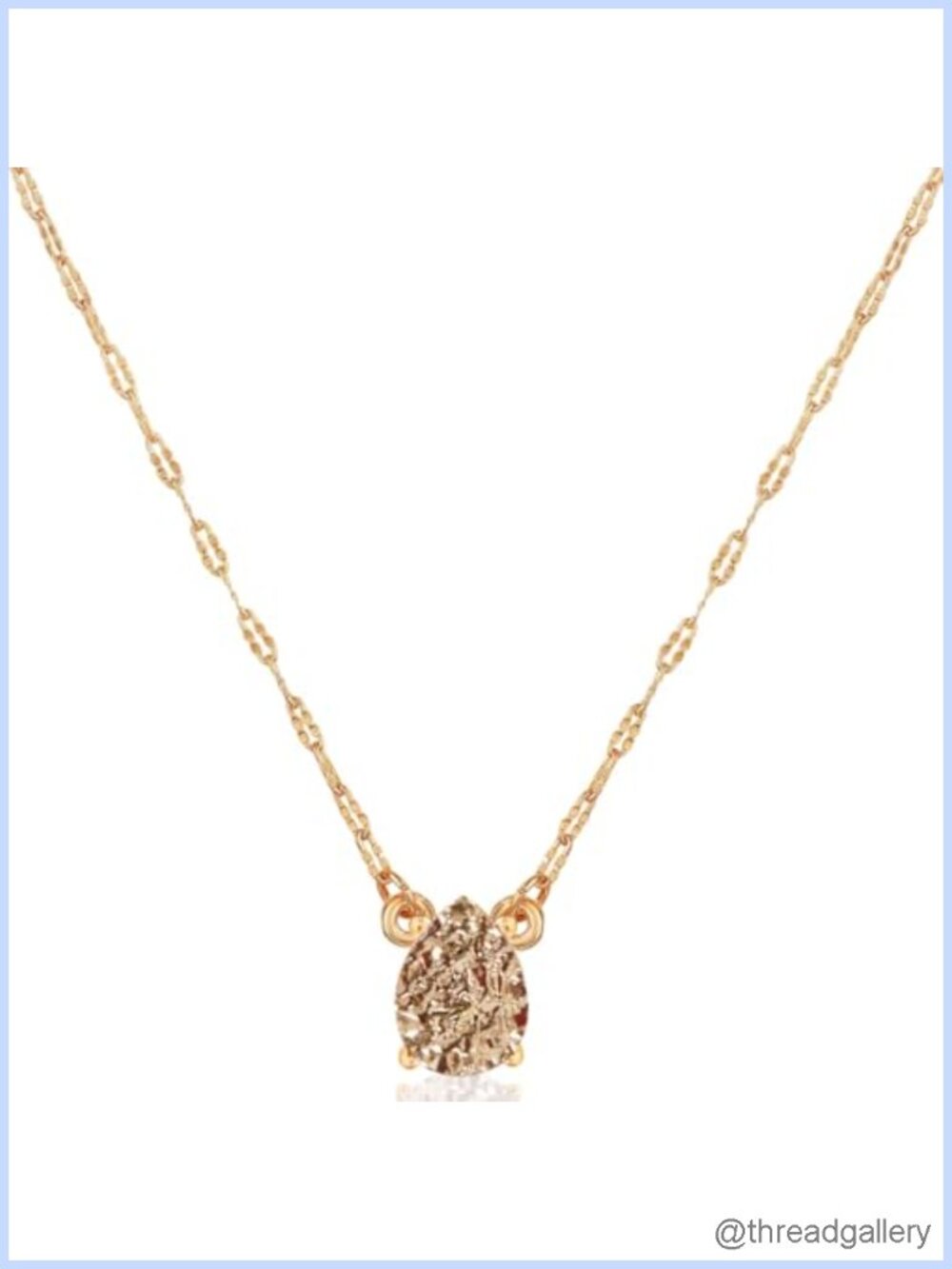 Simulated Druzy Teardrop Pendant Necklace Gold Tone Plated 16 in